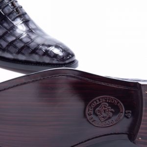 Men's Low Top Oxford Crocodile Leather Lace Up Shoes