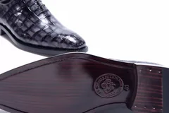 Men’s Low Top Oxford Crocodile Leather Lace Up Shoes BMBAS12012 image 2