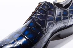 Blue Genuine Crocodile Derby Shoes BMBAS12019 image 2