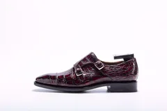 Men’s Crocodile Cap Toe Double Monk Strap Shoes BMBAS12021 image 9