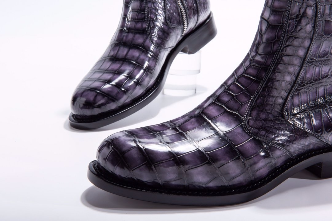 Men’s Side Zipper Crocodile Print Ankle High Top Boots BMPAS12025 image 2