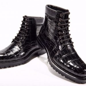 Men Fashion Crocodile Lace-up Boots