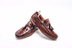 Men’s Dress Loafers Tassel Crocodile Leather Slip-on Shoes BMBAS12036 image 3