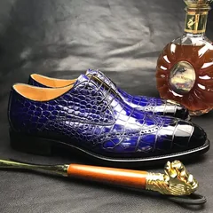 Crocodile Derby Lace Up Dress Shoes BMBAS12047 image 3