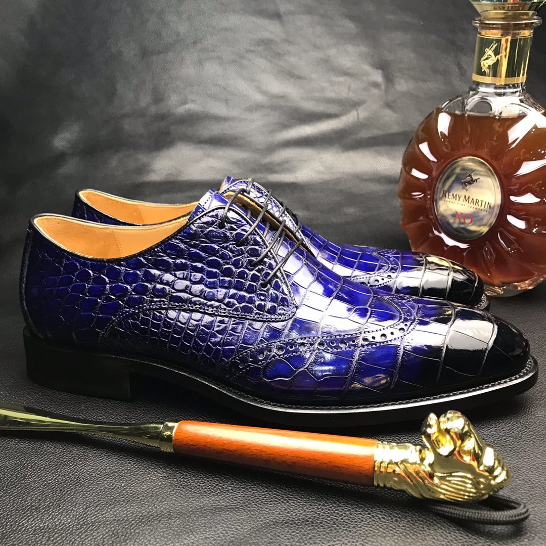 Crocodile Derby Lace Up Dress Shoes BMBAS12047 image 3