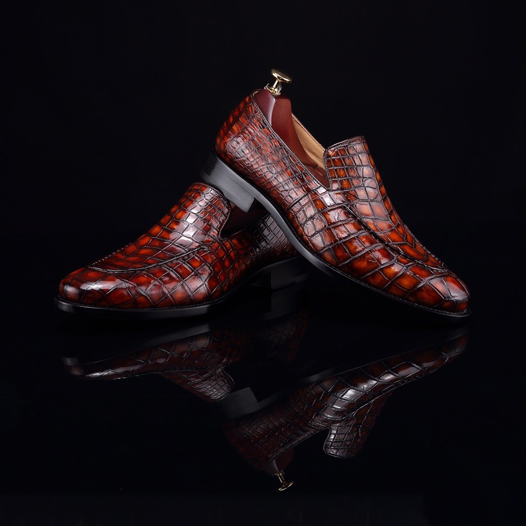 Crocodile Slip On Shoes Casual Leather Shoes BMBAS12049 image 3