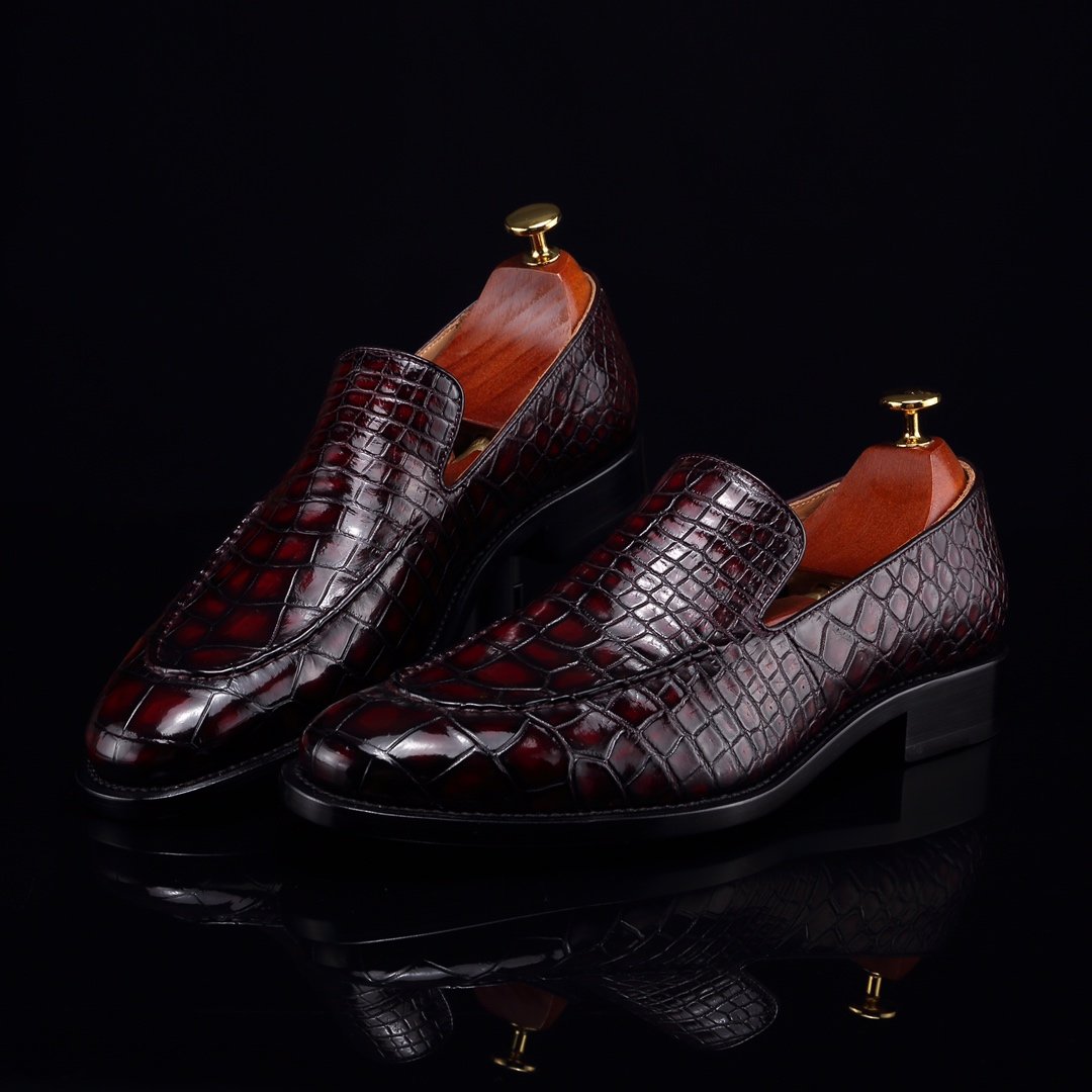 High-End Croc Leather Loafer Flat Shoes BMBAS12052