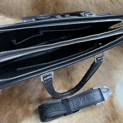 Black Ostrich Leather Bag Men Briefcase Bags XMBOB12007 image 3