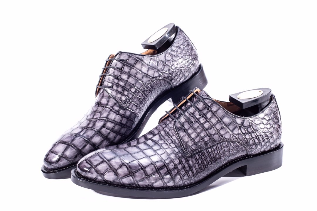 Men Dress Shoes Oxford Alligator Pattern Derby BMGAS12003 image 6
