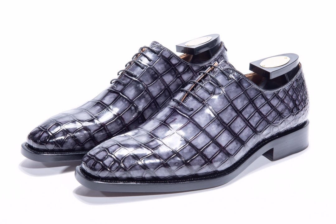 Men’s Low Top Oxford Crocodile Leather Lace Up Shoes BMBAS12012 image 5