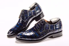 Blue Genuine Crocodile Derby Shoes BMBAS12019 image 3