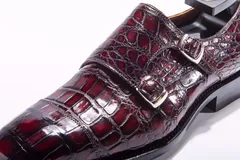 Men’s Crocodile Cap Toe Double Monk Strap Shoes BMBAS12021 image 2