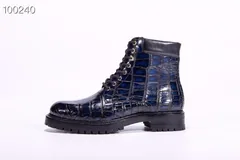 Men’s Crocodile Leather Winter Lace up Classic Boots BMBAS12027 image 3