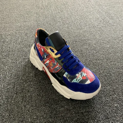 Youth Calfskin Leather Textile Trainers Sneaker MBS007