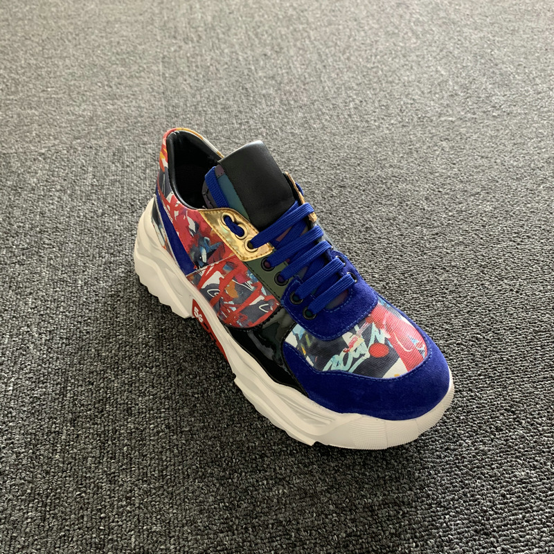 Youth Calfskin Leather Textile Trainers Sneaker MBS007