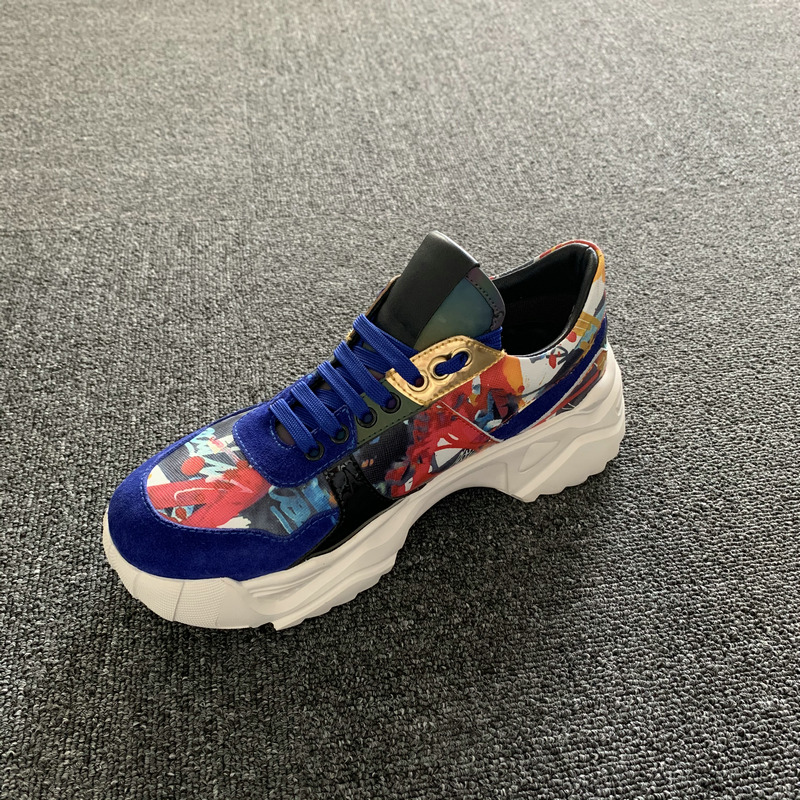 Youth Calfskin Leather Textile Trainers Sneaker MBS007 image 2