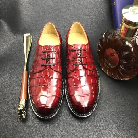 Men red gator dress shoes Classic Derby BMRAS120163