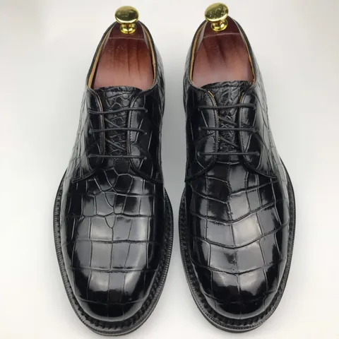 Genuine Leather Derby Handmade Crocodile Lace Up Oxford Dress Shoes BMBAS120166