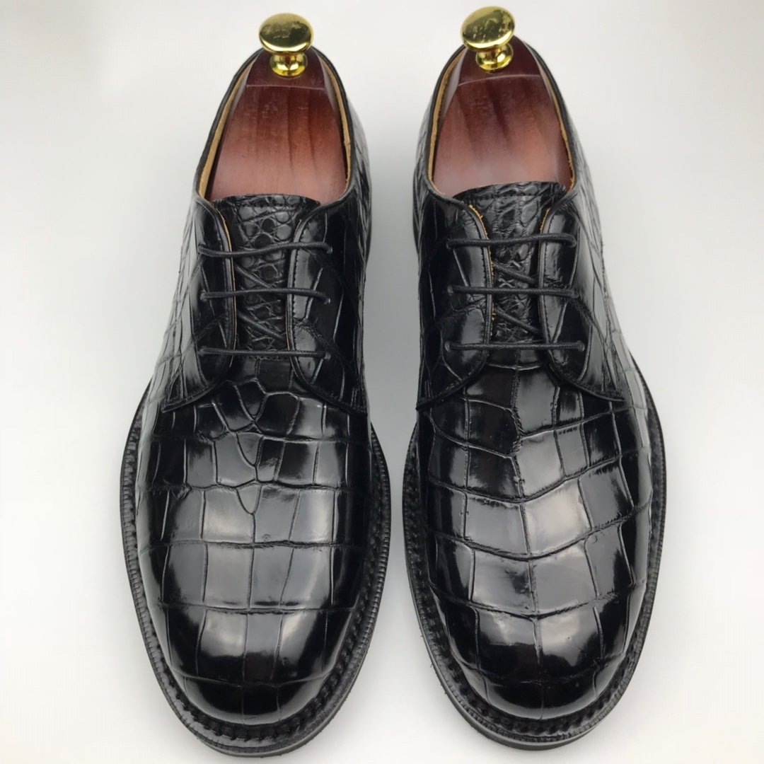 Genuine Leather Derby Handmade Crocodile Lace Up Oxford Dress Shoes BMBAS120166