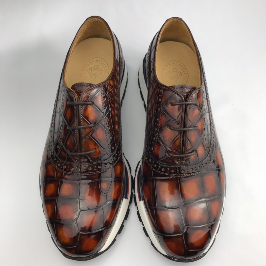Men’s Crocodile Oxfords Shoes Brogue Casual Dress BMBAS120169