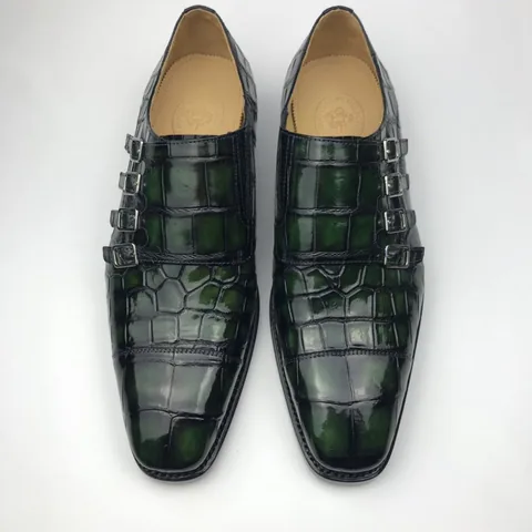Men’s Crocodile Cap Toe Monk Strap Shoes BMGAS120170