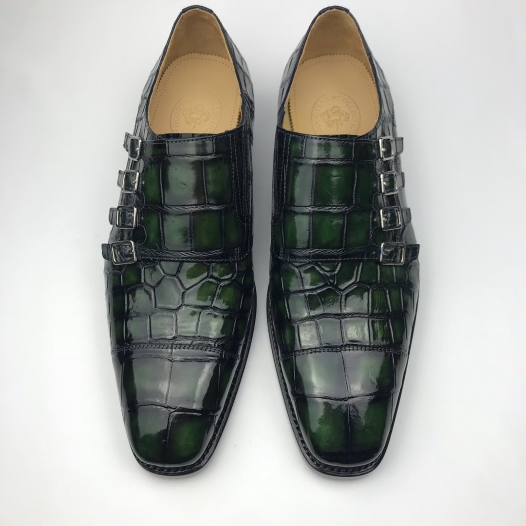 Men’s Crocodile Cap Toe Monk Strap Shoes BMGAS120170