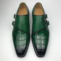 Men’s Crocodile Cap Toe Double Monk Strap BMGAS120171 image 1