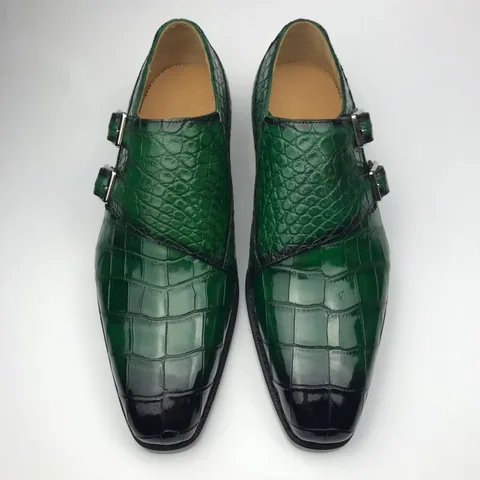 Men’s Crocodile Cap Toe Double Monk Strap BMGAS120171