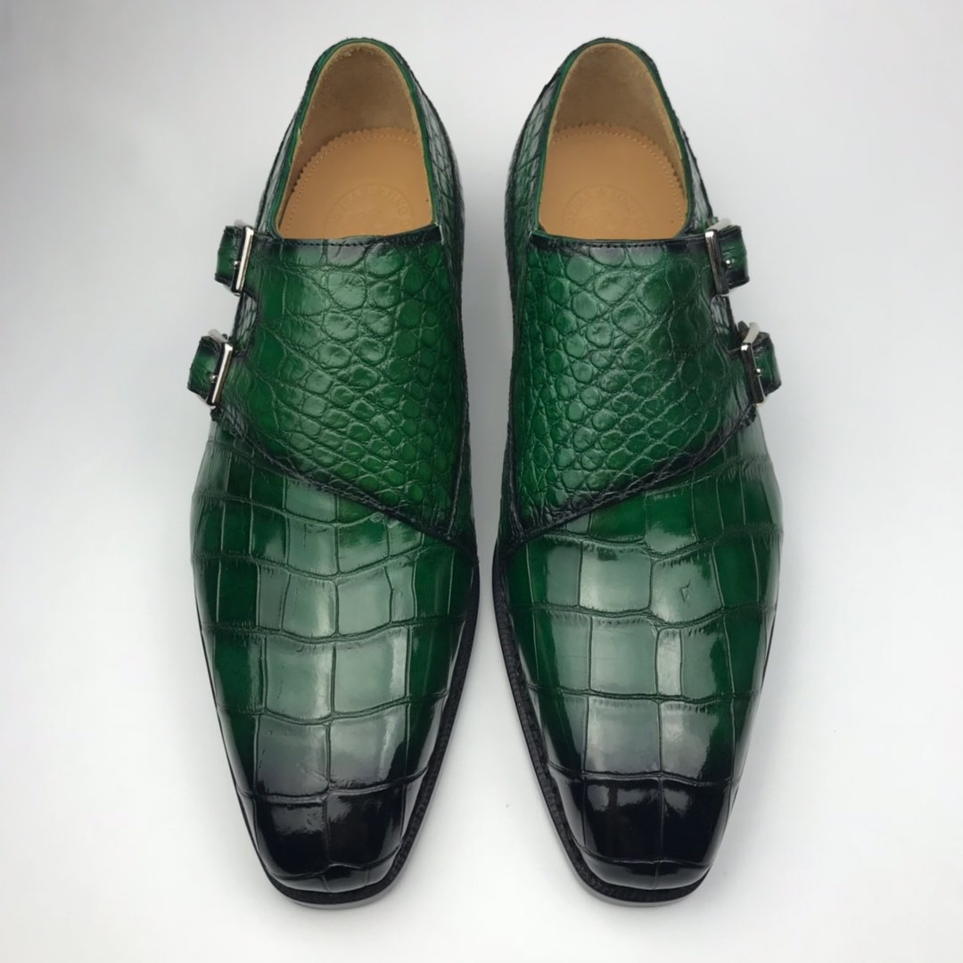 Men’s Crocodile Cap Toe Double Monk Strap BMGAS120171