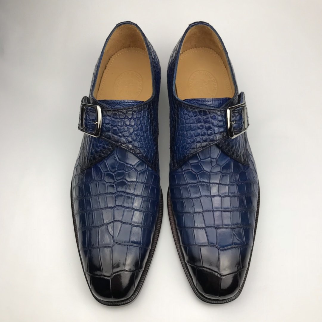 Men’s Crocodile Print Loafers Buckle Fashion Shoes BMBAS120173
