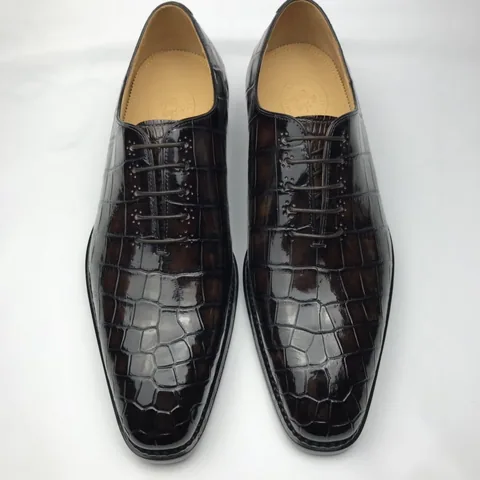 Crocodile Genuine Leather Oxford Lace-Up Dress Shoes BMBAS120176