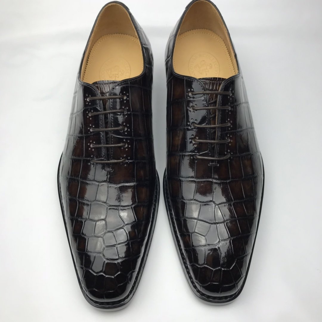 Crocodile Genuine Leather Oxford Lace-Up Dress Shoes BMBAS120176