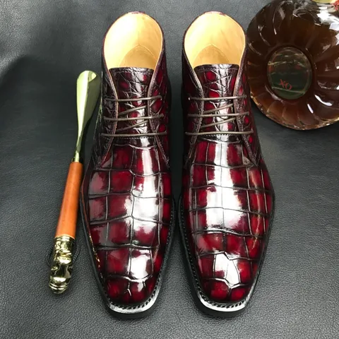 Pointed Toe Crocodile Derby Boots BMBAS120189