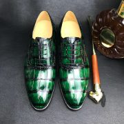 Crocodile Whole-Cut Leather Oxford Shoes