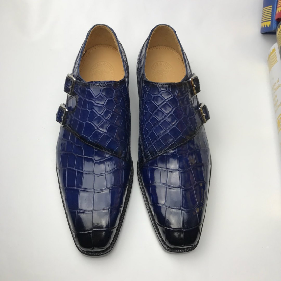 Crocodile Leather Brogues Buckle Shoes BMBAS120192