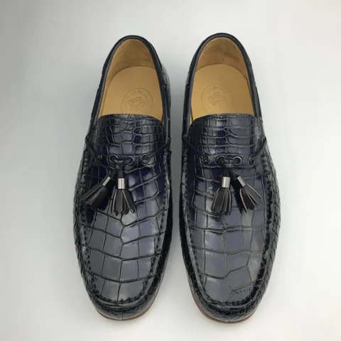 Tassel Loafers Shoes Men Pointed Toe Crocodile Men Shoes BMBAS120194