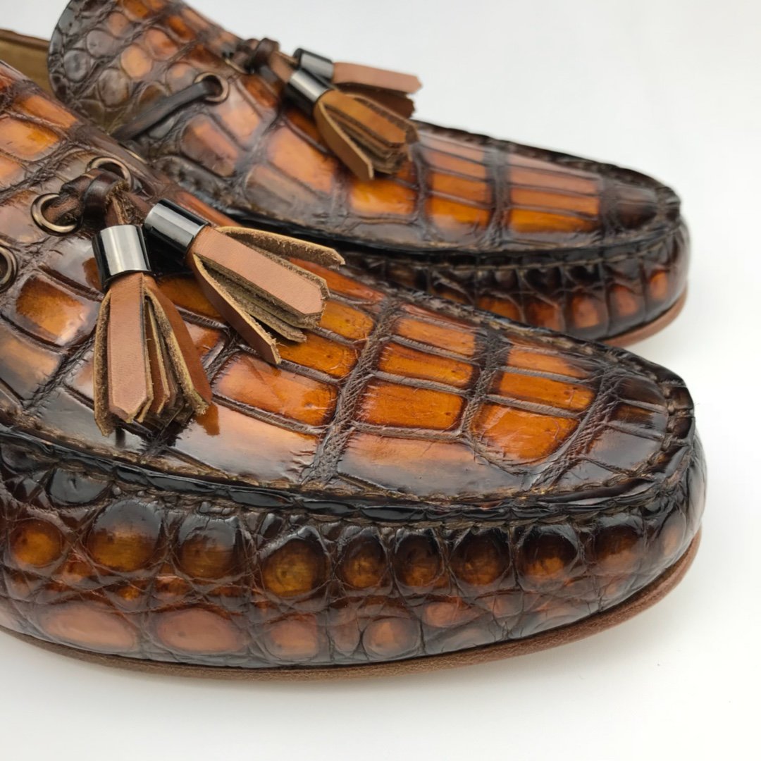 Crocodile Slip On Men Shoes Tassel Loafer BMBAS120195 image 2