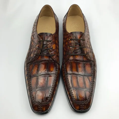 Derby Croc-Effect Leather Shoes BMBAS120200