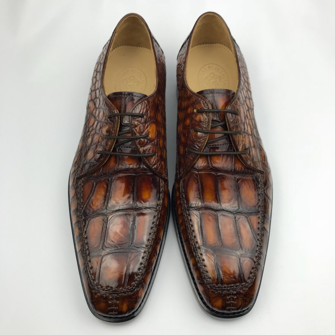 Derby Croc-Effect Leather Shoes BMBAS120200