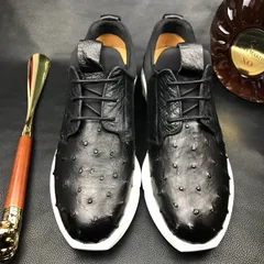 Ostrich Print Leather Derby Lace up Casual Shoes BMBOS120205 image 1