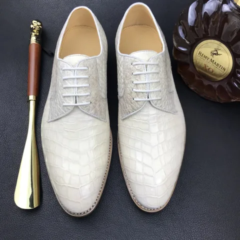 Crocodile Luxury Textured Leather Derby Dress Shoes BMWAS120209