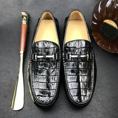 Crocodile Horn Back Leather Slip On Casual Loafer BMBAS120210 image 1