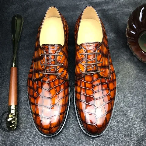 Men’s Classic Modern Crocodile Formal Derby Shoe BMBAS12070