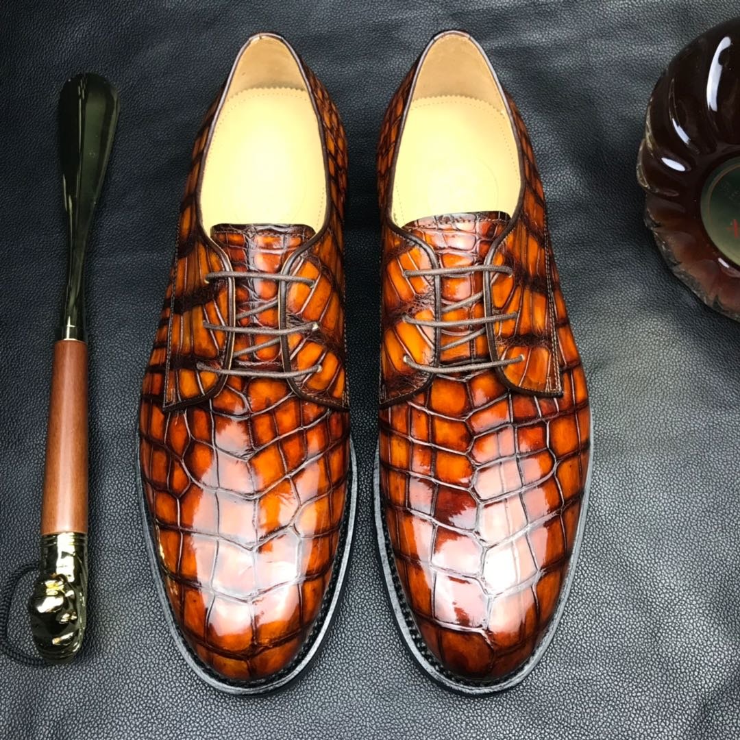 Men’s Classic Modern Crocodile Formal Derby Shoe BMBAS12070