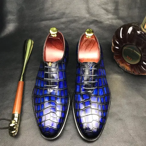 Classic Oxford Shoes Crocodile Formal Dress Shoes BMBAS12071