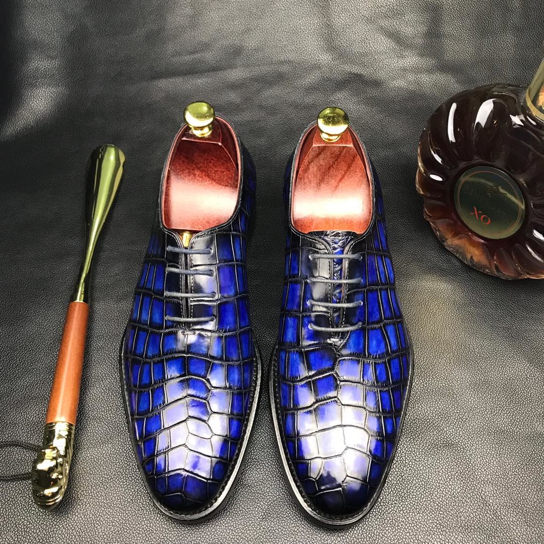 Classic Oxford Shoes Crocodile Formal Dress Shoes BMBAS12071