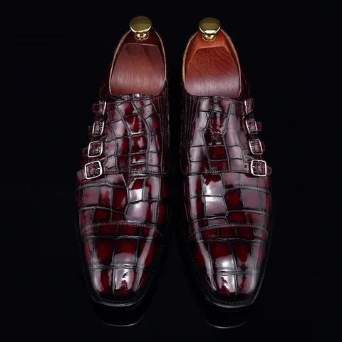 Monk Strap Shoes High-end Leather Crocodile Shoes BMBAS12057