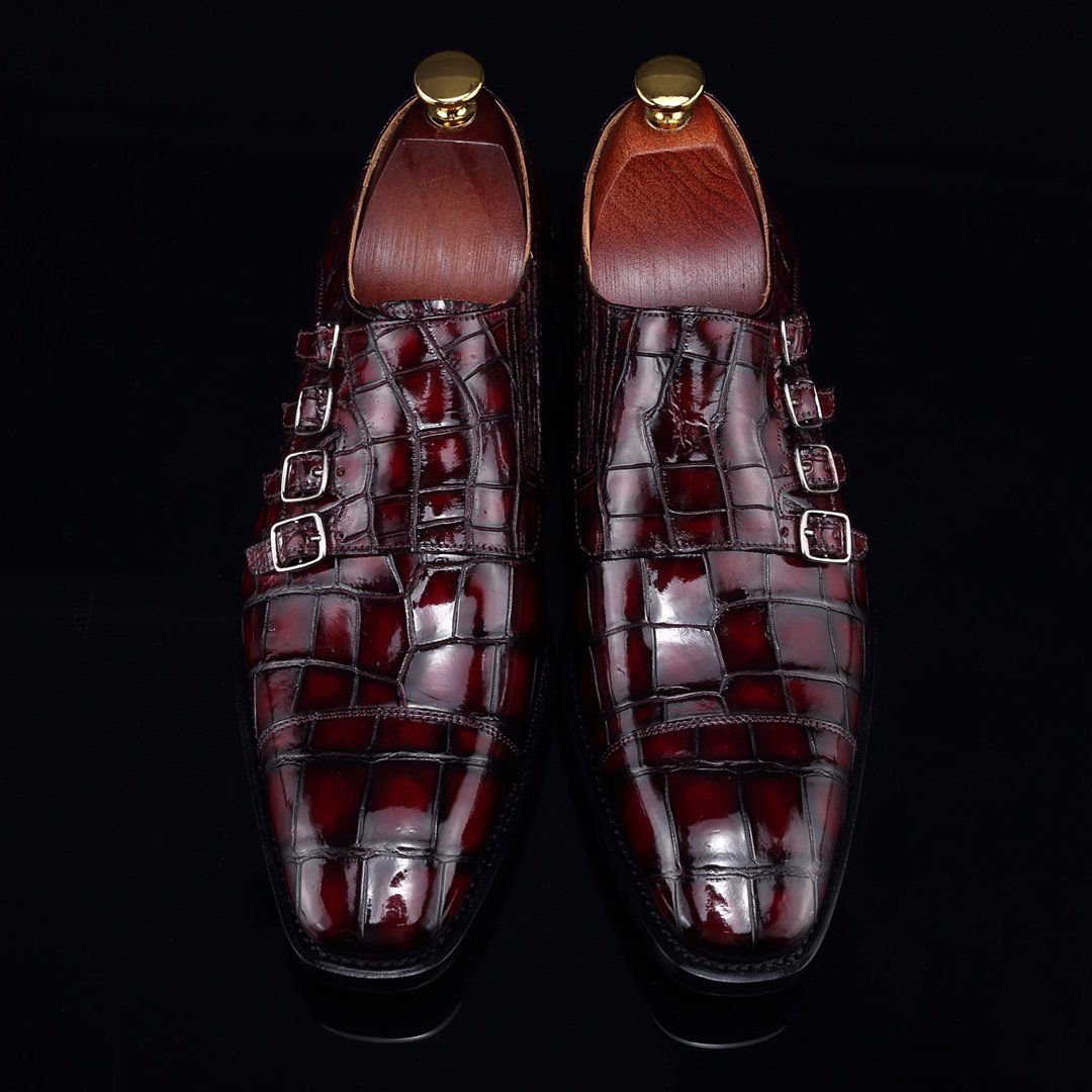 Monk Strap Shoes High-end Leather Crocodile Shoes BMBAS12057