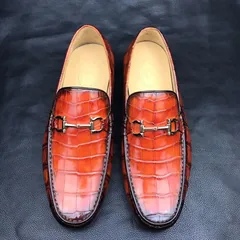 Crocodile Leather Penny Loafer Casual Flat Shoes BMBAS12074 image 1