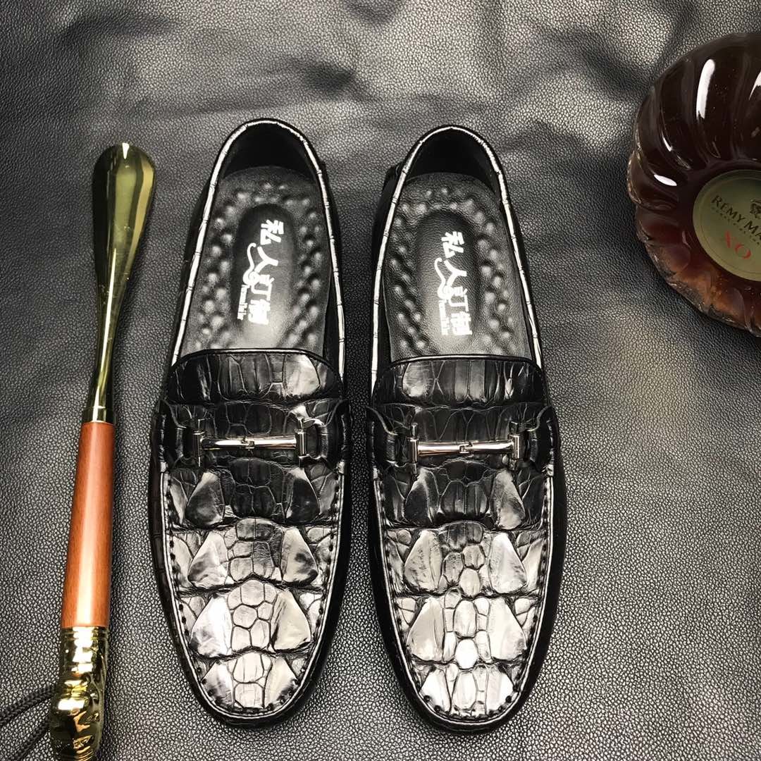 Crocodile Leather Casual Driving Slip-on Shoe BMBAS12075